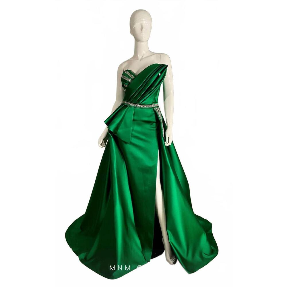 NEW MNM COUTURE women's draped v-neck evening gown in green